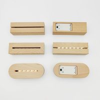 Base de lampe LED 3D avec batterie AA en bois, commande tactile, lumière blanche chaude/froide, design moderne pour une utilisation en chambre