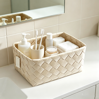 Panier de rangement en rotin tressé PP, écologique, durable, fait main, imperméable, résistant à la moisissure, facile à nettoyer, design moderne, cuisine, salle de bain