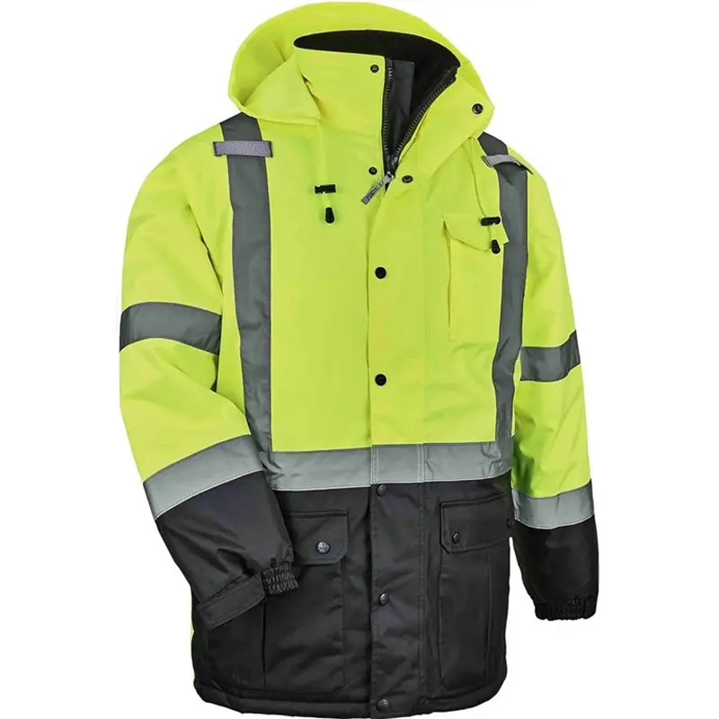 Veste de travail de sécurité imperméable de classe 3 avec poches vestes d'hiver veste de sécurité réfléchissante pour hommes pour la construction de travail et l'extérieur
