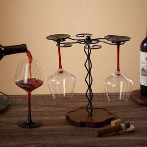 Support à verres rotatif en bois massif motif fleur de prunier, design moderne, durable, pour bar à domicile et événements festifs - Product Image 2