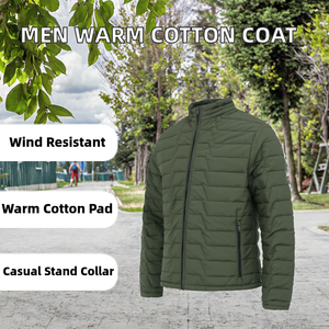 <b>Men's</b> Warm Varsity Jacket Casual Collar Zipper Cotton <b>Padded</b> <b>Shirt</b> Jacket Plain Dyed Windproof Breathable - Product Image 2