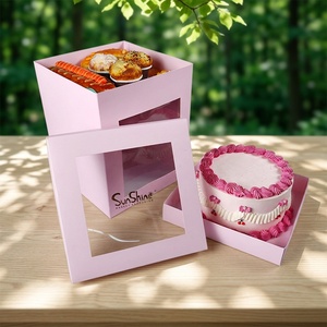 Sunshine Plain <b>White</b> Tall Cake Box With Window Wholesale 10x10x10'' Pastry Box Food Grade Large Cake <b>Boxes</b> - Product Image 5