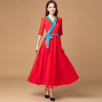 Nouvelle collection Printemps-Été 2026 : Ensemble de tenues élégantes pour filles, idéal pour la danse carrée, performance ethnique classique, style Tang, en polyester uni.