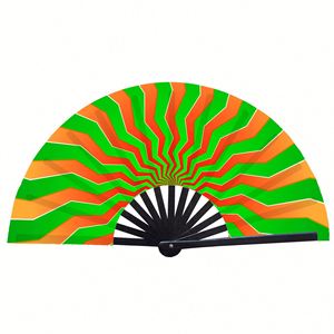 พัดมือพับได้พกพาสะดวก ของขวัญส่งเสริมการขาย พิมพ์โลโก้ตามสั่ง ทำจากผ้าและไม้ไผ่ สำหรับงานแต่งงานและงานปาร์ตี้ - Product Image 5