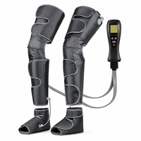 Masseur de jambes chauffant à compression d'air pour les genoux avec 4 modes, 4 niveaux d'intensité et télécommande pour usage quotidien à domicile, gris