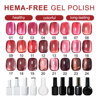 KINNCO Nail Private Label Gel Cat Eye Rose 24 Couleurs 15ml Semi-Permanent Soak Off Gel Polish Cat Eye de Bonne Qualité Sans HEMA ni TPO