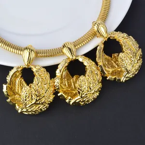 New Design Dubai Necklace Earrings Pendant High Quality Copper 14K Gold Plated Jewelry Sets For Women