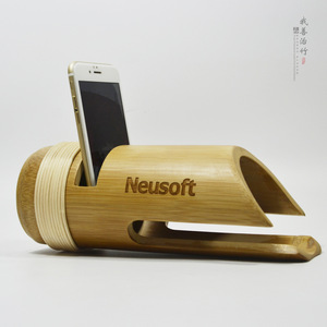 Neusoft Bamboo Mobile Phone <b>Speaker</b> <b>Stand</b> Portable Amplifier For iPhone No Charging Required Plug And Play - Product Image 2