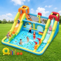 FBSPORT Riesiges Aufblasbares Hüpfhaus Einfach zu Montieren Partyverleih Mobiles Spielplatzgerät Tragbarer Outdoor-Spielplatz für Kinder