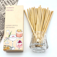 20cm 22cm Paille de bambou jetable Café Lait Thé Jus Vente en gros Paille de bambou Papier emballé