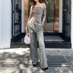 เสื้อยืดผู้หญิงแบบสลิมฟิต ผ้าตาข่ายพิมพ์ลาย คอปาด แต่งเชือกผูก ขายส่ง ปี 2026 สินค้าขายดี - Product Image 5