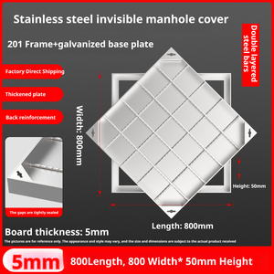 HESUN Stainless Steel Concealed Manhole <b>Cover</b> Durable Waterproof Seal Built-in <b>Drain</b> - Product Image 4