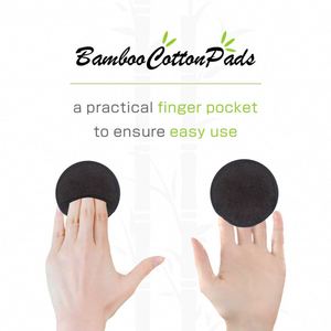 Tampons démaquillants réutilisables à 3 couches Paquet de 10 tampons ronds lavables en coton de bambou naturel et biologique Tampons nettoyants pour le visage - Product Image 2