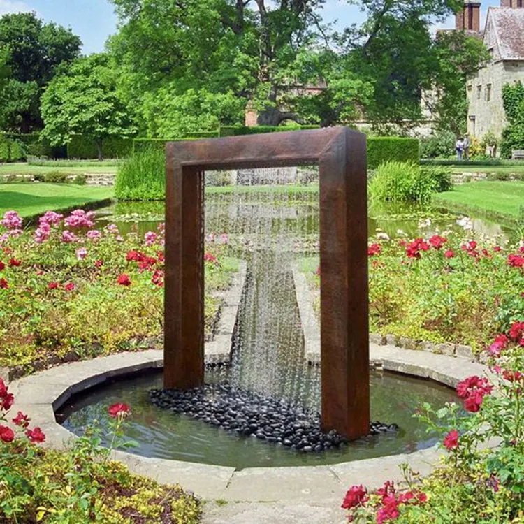 Ржавый металлический открытый садовый водопроводный занавес Corten стальной фонтан для домашнего декора
