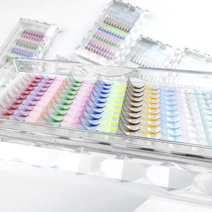 Extension de cils de couleur rouge violet rose ventilateurs préfabriqués à tige courte 6d 10d 1000 cils de volume russes en vrac ventilateurs préfabriqués - Product Image 2