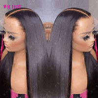 Peluca de Cabello Humano Natural Virgen Vietnamita de Doble Trama con Cierre Frontal de Encaje HD, Sin Pegamento, Liso Extremo, para Mujeres Negras