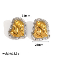   Boucles d'oreilles pour femmes en acier inoxydable plaqué or 18 carats, coquille en forme de cœur plissée à rayures, design avancé
