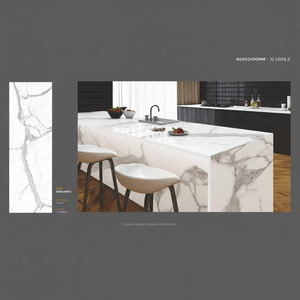 Dalles de marbre artificiel en porcelaine Calacatta Bianco 800x2400x15mm pour hôtel européen, pureté du marbre, pierre de granit artificielle - Product Image 1