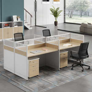 Estación de trabajo estándar para 4 personas, escritorio de madera, estación de trabajo de oficina con vidrio - Product Image 2