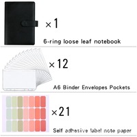 Enveloppes de trésorerie Poches colorées perd feuille classeur en cuir cadeau PU cuir cahier classeur à anneaux A6 Budget classeur planificateur