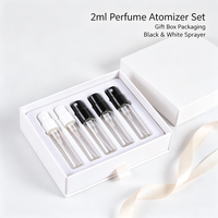 Botol Semprot Parfum Mini 2ml, Kaca Transparan, Leher Crimp, Botol Sampel Parfum Sekali Pakai, Vial Tester dengan Sprayer Hitam Putih