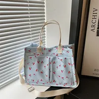 Belle cerise imprimer femmes sac à bandoulière grande capacité dames multi-poches fourre-tout sacs à bandoulière décontracté Nylon femme sacs à main