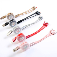 Logotipo personalizado regalo Durable TPE 1m 2m 3A rápido de carga de Cable USB retráctil Cable de teléfono Multi 3 en 1 Cable de carga para todos los teléfonos