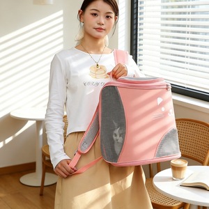 <b>Cat</b> <b>Backpack</b> Breathable Large Capacity Portable Pet Carrier For <b>Cats</b> Dogs Nylon Material Cartoon Design Green Pink Blue Sky Blue - Product Image 2
