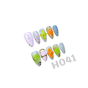 Ensembles d'<span class=keywords><strong>ongles</strong></span> artificiels de luxe en acrylique faits à la main pour femmes, prêts pour le salon, hypoallergéniques, design naturel, <span class=keywords><strong>faux</strong></span> <span class=keywords><strong>ongles</strong></span> à presser, forme amande - Product Image 3