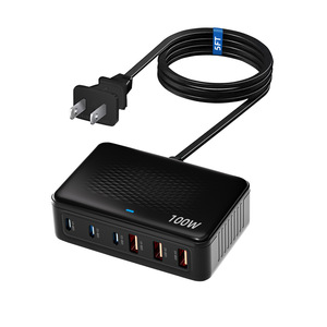 New cross-border hot-selling 100W US standard 3C3A desktop charger compatible <b>with</b> Apple iPhone 15, tablets, and Samsung phones. - Product Image 4
