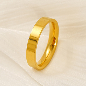 ZOGXIN Gold Plated <b>Titanium</b> Steel <b>Ring</b> Plain Band Women's Jewelry Everyday Wear Geometric Design Circular Lines - Product Image 4