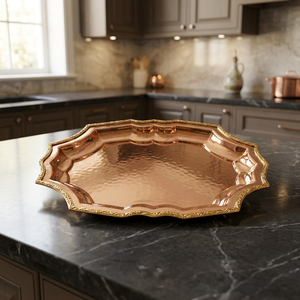 Plateau en cuivre massif avec embellissements en laiton - Product Image 4