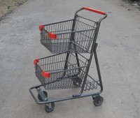 Chariot de magasinage à 2 niveaux Double Decker 100 PCS quantité minimale de commande Chariot de nourriture à 2 couches Chariots et chariots élégants