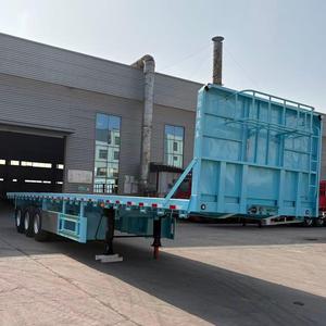 Semi-<span class=keywords><strong>remorque</strong></span> plateau en acier d'occasion, 3 essieux, 40 pieds, capacité 30-100 tonnes, pour conteneurs – Meilleure vente usine - Product Image 4