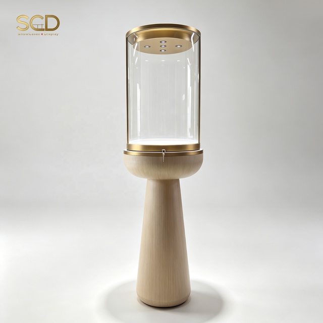 Custom Luxury Modern High-End Jewelry Retail Display Cabinet LED Strip/Spotlight Lighting Lockable Tempered Glass Heavy Duty