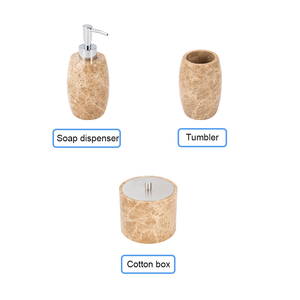 <span class=keywords><strong>Marbre</strong></span> beige chaud et ABS S/S 201 #   Ensemble de salle de bain 3 pièces finition polie avec base de stabilité intégrée, coffret cadeau pour salle de bain - Product Image 4