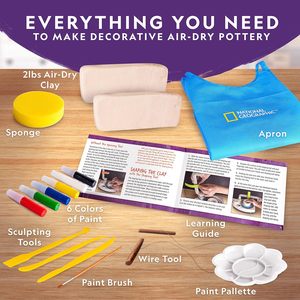 Rueda de cerámica para niños <span class=keywords><strong>Kit</strong></span> completo para <span class=keywords><strong>principiantes</strong></span> Plug In Motor de 2 libras de aire seco arcilla escultura herramient - Product Image 5