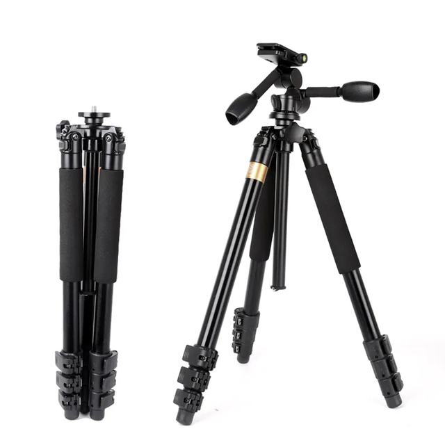 QZSD Q620 Professional DSLR Video Camera Tripod Panoramic Head Stable Heavy Aluminum Folding Stand Portable Phone Mobile Use
