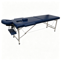 Table de massage portable en 2 sections, pieds en acier inoxydable, pliable, pour clinique et salon de beauté