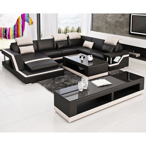 Foshan-sofá seccional en forma de U, <span class=keywords><strong>Muebles</strong></span> de Sala de estar, de cuero, venta al por mayor - Product Image 3