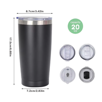 Gobelets isothermes 20 oz en gros, tasses en acier inoxydable, gobelets Halloween, bouteilles d'eau en acier, bouteilles noires en gros pour cadeaux de mariage