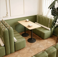 Canapé en cuir rembourré pour restaurant moderne, table à manger en bois 6 places, hôtel, café, bistrot, pâtisserie, salon