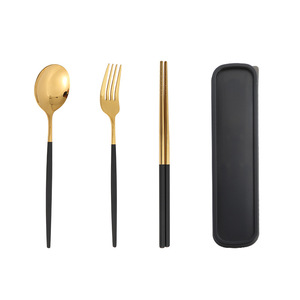 Portable Stainless Steel Cutlery Set Chopsticks Fork Spoon Rectangular <b>Box</b> Camping Outdoor Use - Product Image 3