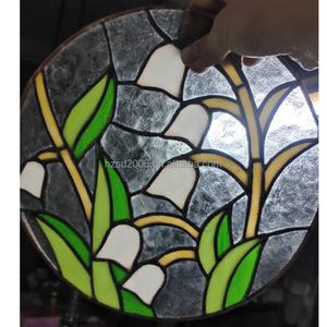 Vitral de Estilo Tiffany para Puerta y Ventana, Diseño de Flor de Suzuki, Vidrio Chino con Diseño de Flores, Soldadura de Estaño, para Cocina y Baño, Tamaño Personalizable, Duradero - Product Image 4
