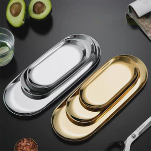 <span class=keywords><strong>Piatti</strong></span> Ovali Moderni Coreani in Acciaio Inossidabile DFTrading House, Oro e Argento, per BBQ e Uso Commerciale, Stoviglie Sostenibili in Metallo - Product Image 4