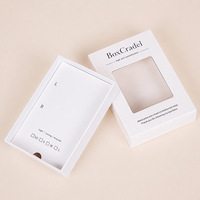 Boîte de rangement de luxe en papier blanc coulissante pour faux ongles, avec fenêtre transparente, personnalisable avec logo, pour vente en gros