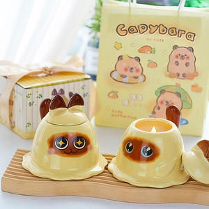 Lindo gatito Siamés M Adzuki frijoles arcilla hecha a mano aromaterapia vela fragancia regalo para hombres y mujeres cumpleaños literario - Product Image 3