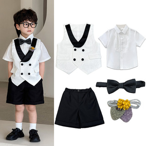 Ensemble Costume de <span class=keywords><strong>Gilet</strong></span> Enfant Points Pois Élégant Vente en Gros 2-10 Ans Blazer Formel <span class=keywords><strong>Gilet</strong></span> + Nœud Papillon Tenues pour Enfants - Product Image 5