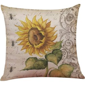 Sunflower <b>Throw</b> Pillow <b>Cover</b> Square Linen Cotton Home Decor Cushion Case With Floral Pattern For <b>Sofa</b> Bedroom - Product Image 5