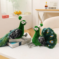 Peluche Paon Adorable, 50*30cm, Poupée Paon Rembourrée avec Queue Ouverte/Longue, Options Vert/Bleu/Blanc pour Décoration Maison et Cadeau Enfant